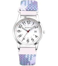 JewelryWe Womens Stretch Band Watches: Analog Quartz Elastic Watch Colorful Weave Rope Expansion Band Wristwatch for Valentine's Day