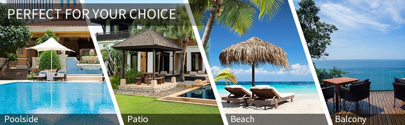 WAROOM Outdoor Chaise Lounge Chairs for Outside Patio Furniture Set of 2 Wicker Recliner Black Rattan Sunbathing Lounger Adjustable Backrest Pool Reclining Chair, Khaki Cushion