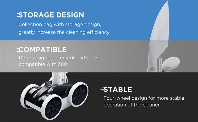 MAKHOON Upgrade Pool Pressure Side Sweeper: Professional Solution for Cleaning Your Swimming Pool (Four Wheels are Better Than Three) Need 1.5" Female Thread Pool Booster Pump Inlet, 4 Bar Pressure