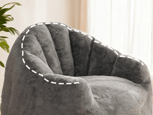 Bean Bag Chair, Giant Beanbag Chiars for Adults, Faux Fur Shell-Shaped Floor Sofa with Filler, Comfy Chair for Reading, Gaming and Relax (Grey)