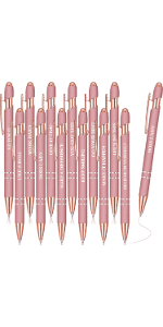 Rose Gold Funny Pens with Stylus Tip & Sayings for Back to School Essentials Home, Office, Teacher Supplies Zonon 12 Pcs Inspirational Pens, Motivational Ballpoint Pen Gifts for Women B0B4T388TH
