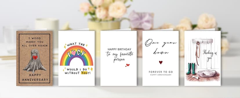 Happy 5th Anniversary Card for Women Men, 5th Wedding Anniversary Wood Card for Him Her,Fifth Anniversary Card for Boyfriend, 5 Years Married Gift for Husband