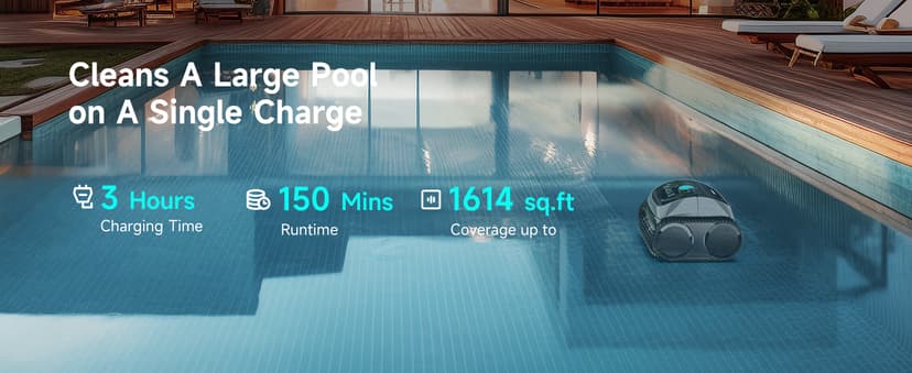 (2026 Upgrade) WYBOT C1 Cordless Robotic Pool Vacuum for Inground Pools, 150mins Above Ground Pool Cleaner 4-in-1 Wall & Waterline Cleaning Up to 1,615sq.ft, Smart App Navigation, Obsidian Green