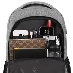 MATEIN Travel Laptop Backpack, Business Anti Theft Slim Sturdy Laptops Backpack with USB Charging Port, Water Resistant College School Computer Bag Gift for Men & Women Fits 15.6 Inch Notebook, Grey