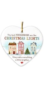 Neighbors Ornament 2025 - Thank You Gifts for Good Neighbors and Friends Next Door, Xmas Appreciation Gift for Women Man, Ceramic Ornaments for Christmas Tree Decor, Cute for Neighbor