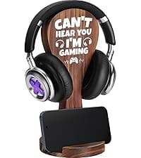 Slothoem-Gamer Gifts for Men Teenage Boy, Gamer Room Decor for Brother, Gaming Gifts for Son, Boyfriend, Husband, Gamer Room Accessories Stuff, Wooden Headset Stand - Can't Hear You I'm Gaming