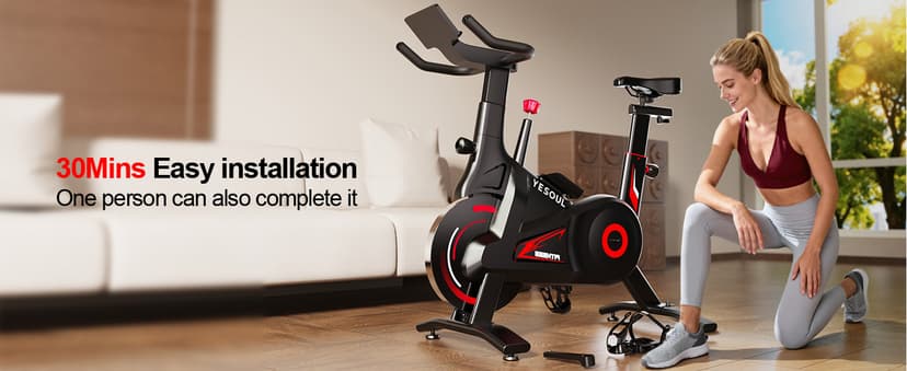 YESOUL Exercise Bike for Home – Stationary Bike with Stable Triangle Frame, Silent Magnetic Resistance, 300 lbs Capacity, Dual-Stage Drive & Alloy Flywheel, Smart APP with Scenic & Live Classes