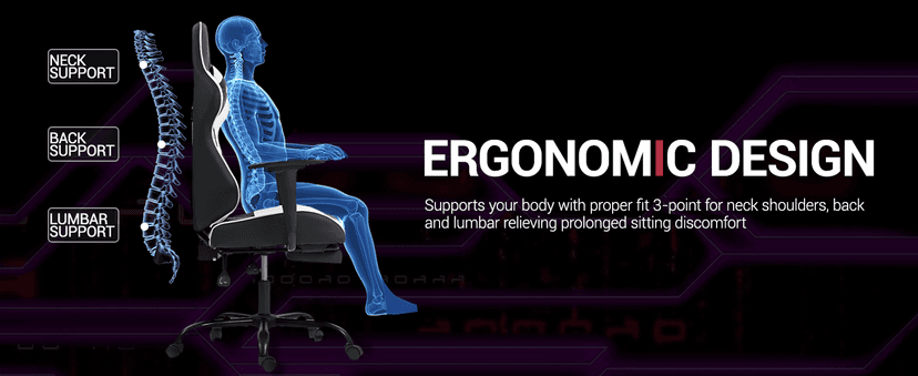 Gaming Chair with Footrest, Ergonomic PC Desk Chair with Headrest and Massage Lumbar Support, Video Game Chair with Height Adjustable High Back for Home Office, PU Leather, White