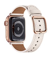 MNBVCXZ Leather Bands Compatible with Apple Watch Band Women, Womens Genuine Replacement Strap for iWatch Series 11 10 9 8 7 6 5 4 3 2 1 SE 3 SE 2 SE (42mm 41mm 40mm 38mm, Pink Sand/Rose Gold)