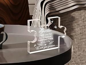 to My Bestie Gifts - Best Friends Christmas Birthday Gifts for Women Acrylic Puzzle Plaque Desk Decorations for Best Friend Sister Girls Women BFF Friendship Card - 3.35 x 2.76 Inch