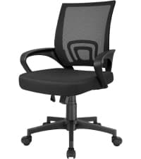 Furmax Office Chair Ergonomic Computer Desk Mesh Chair Mid Back Swivel Lumbar Support with Armrest (1, Black)