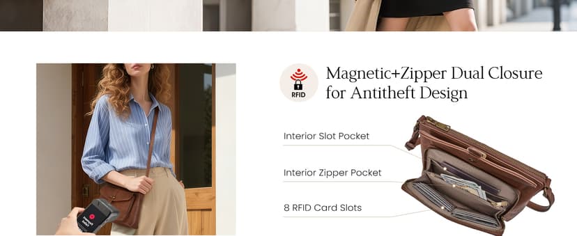 befen Genuine Leather Crossbody Bags for Women Soft Small Leather Purse with Built in RFID Wallet Trendy Shoulder Handbags