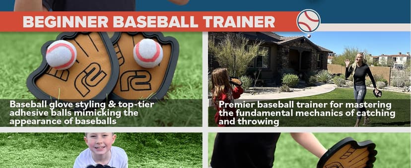 Toss and Catch Ball Game Set - Easy to Use Sticky Balls & Beginner Baseball Training Glove - Premium Toy Paddle Fits All Hand Sizes From Toddlers to Teens & Adults - Fun Gift Idea for Boys and Girls