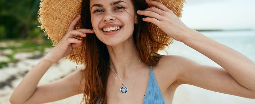 PAITAIN Compass Necklaces for Womens Jewelry for Wife Birthday Gift Ideas Wedding Anniversary Birthday Gifts for Her Gifts for Wife Sapphire Jewelry for Women, 18k Real Gold Filled S925 Sterling Silver Based