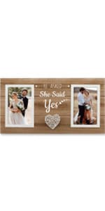 Personalized Wedding Gifts for Couples, Bridal Shower Gift for Bride, Mr & Mrs Photo Frame Holds 2pcs 4x6 Pictures, Unique Wedding Gifts for Newlyweds