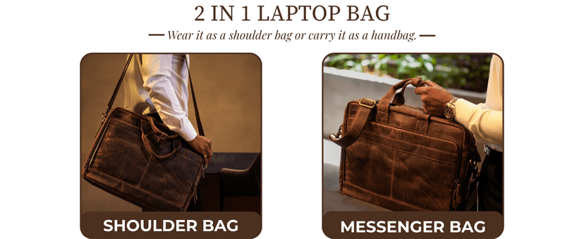 Leather Messenger Bag for Men - Laptop Case, Office Briefcase, Computer Satchel for Laptops