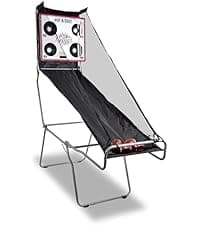 Pop-A-Shot Official Pop-A-Pass Electronic Arcade Style Football Toss Game | 4 Inflatable Mini Footballs | Foldable, Portable, Tote Bag Included