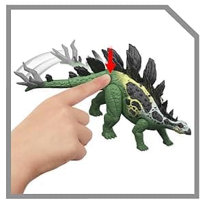 Mattel Jurassic World Dinosaur Figure Toy, Gigantic Thrashers Large Stegosaurus with 2 Attack Action & Evolve Feature, Digital Play