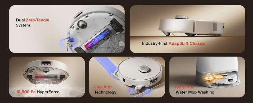 roborock Qrevo Curv Robot Vacuum and Mop, Zero-Tangling, AdaptiLift Chassis, FlexiArm Technology, Al Obstacle Recognition, 17mm Mop Lift, 18,500Pa Suction, Hot Water Mop Washing & Dock Self Cleaning