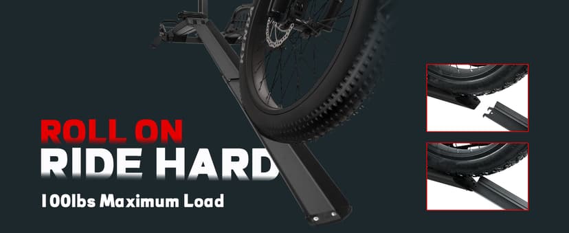 E-Bike Rack with Ramp, Hitch 2 Bike Rack, 200 lbs Capacity Electric Bike Carrier, Foldable Platform Mount for Cars, Trucks, SUVs, Minivans, Up to 5-Inch Fat Tire for 2'' Receiver