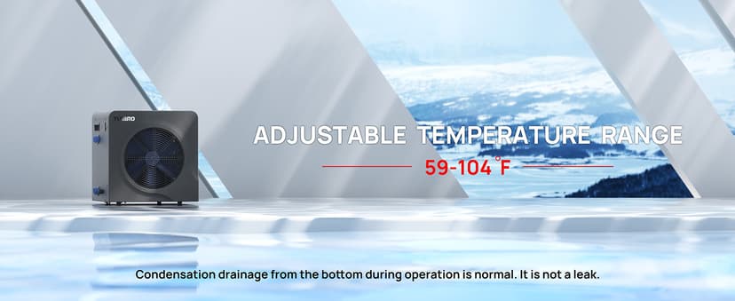 TURBRO 18,000 BTU Swimming Pool Heat Pump, Electric Pool Heater for Above-Ground Pools and Spas up to 6,000 Gallons, Titanium Heat Exchanger, 5.5 COP, IPX4-Waterproof, 110-120V, Manatee M18