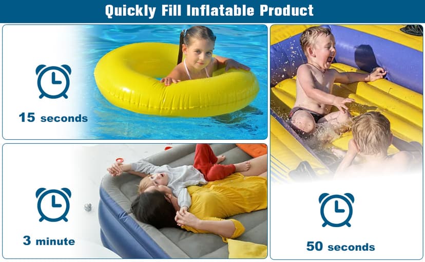 Electric Air Pump Portable 460W Quick-Fill Air Pump Air Flow 45CFM 2.1PSI with Hose 5 Nozzles 120V AC Inflator Deflator Pump for Air Mattress Air Bed Inflatable Cushion Boat Swimming Ring