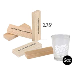 ArtCreativity Tumbling Tower Drinking Games for Adults, with 4 Glasses and 48 Wooden Blocks with Challenges, Fun House Adult Party Games for Game Night, Great Gift Idea for Everyone