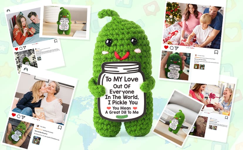 I Love You Gifts for Her, Him, Wife, Husband, Couple, Romantic Gifts for Boyfriend Girlfriend, Anniversary Perfect Gifts for Women Men, Handmade Crochet Pickle