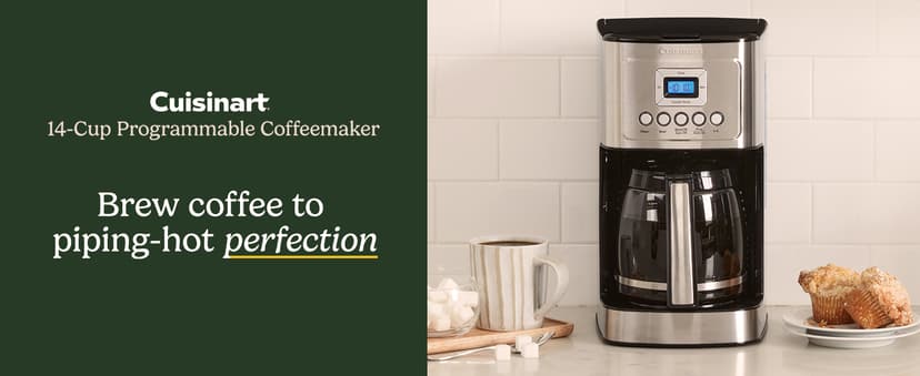 Cuisinart Coffee Maker, 14 Cup Glass Carafe Coffee Machine, Fully Automatic for Brew Strength Control, 1-4 Cup Settings, Adjustable 24 Hour Start and Auto-Shut-Off Times, Stainless Steel, DCC-3200P1