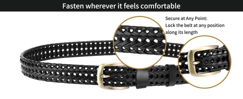 SENDEFN Leather Braided Belts for Men, 1 3/8" Casual Woven Leather Belt for Men Jeans Golf Dress Pants with Gift Box