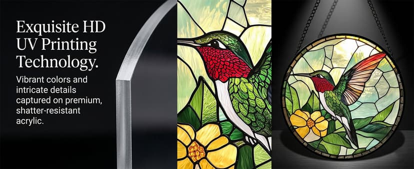 Christmas Stocking Stuffers Birthday Mothers Day Acrylic Decor Gift for Bird Lover Woman Mom Grandma Nana Wife Mother In Law Hummingbird Flower Suncatcher Sun Catchers Indoor Window Gifts for Mom 6.3" B0GQHGDH35