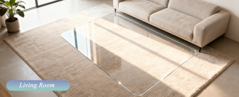 Vicwe Glass Chair Mat for Carpet,32"x48" Tempered Glass Office Chair Mat,1/5" Thick Glass Chair Mat with Rounded and Polished Edges,Smooth Glide for Carpet & Hardwood Floor Protection