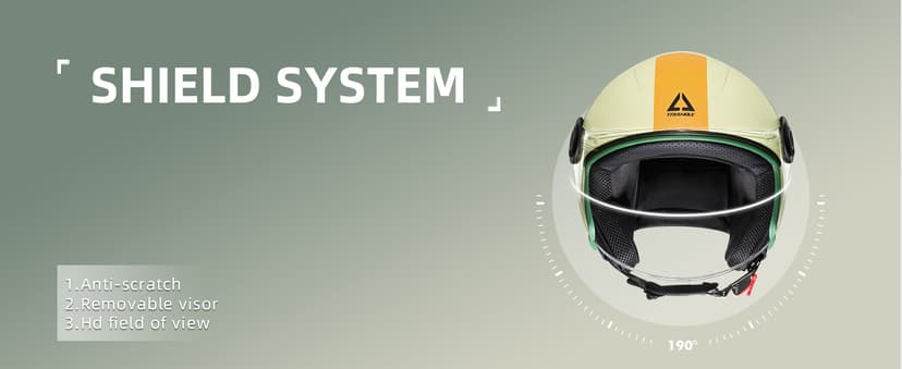 TRIANGLE Open Face Motorcycle Helmet Retro 3/4 Helmets with Clear Visor for Men Women DOT Approved