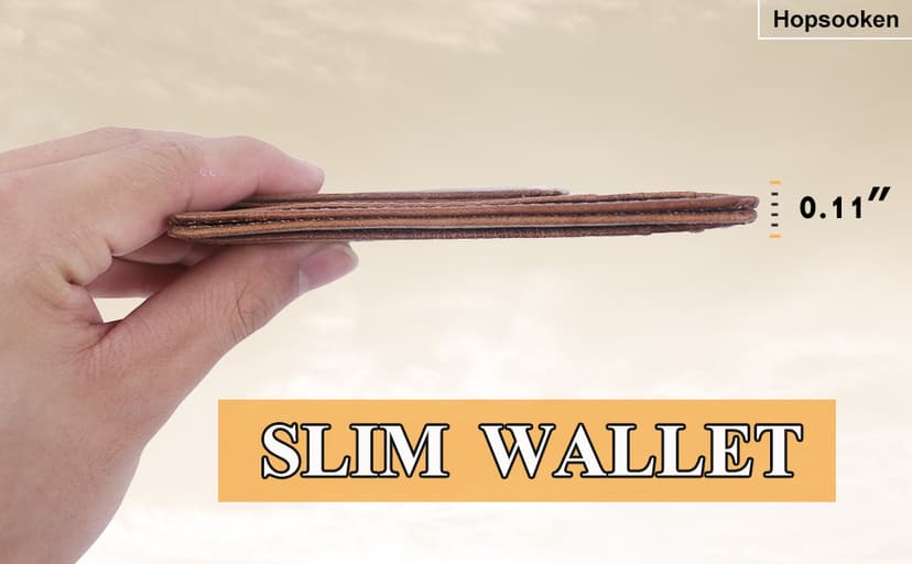 HOPSOOKEN Money Clip RFID Front Pocket Wallet Men Leather Slim Minimalist Wallet