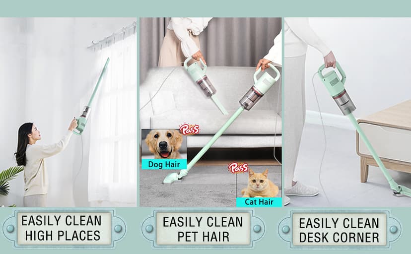 Stick Vacuum Cleaner, Corded Handheld Vacuum Cleaner Mini Electric Broom for Pet Hair Hardwood Floor Cat Litter Cleaning (13ft-Cord)