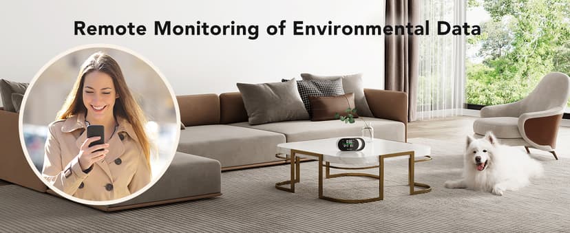 GoveeLife Smart Air Quality Monitor with PM2.5, WiFi, Temperature & Humidity Sensors, LED Display, 2s Refresh, 2-Year Data Storage, for Home & Office Wired
