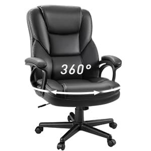 Furmax Office Executive Chair High Back Adjustable Managerial Home Desk Chair, Swivel Computer PU Leather Chair with Lumbar Support (Black)