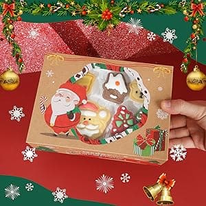 Festive Christmas Treat Boxes - 24 Pack, 8.25x6x2.75in, Brown, Rectangular, Flip Top Lids, Durable & Reusable, Perfect for Baked Goods & Gifts