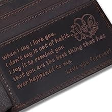 Personalized Engraved Leather Wallet for Dad Son Husband Boyfriend - Perfect for Christmas Anniversary Birthday Fathers Day Valentines Graduation Wedding - Custom Love Message Bifold Wallets for Men