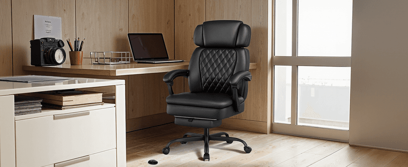 400lbs Executive Office Chair with Foot Rest for Heavy People, Ergonomic Big and Tall Desk Chair with Adjustable Headrest, High Back PU Leather Comfy Heavy Duty Computer Chair with Spring Cushion