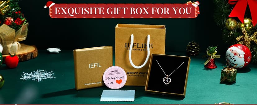 Iefil Christmas Gifts for Women Wife - 925 Sterling Silver Heart Initial Necklace, Anniversary Birthday Gifts for Women, Jewelry Gift for Wife Girlfriend Mom