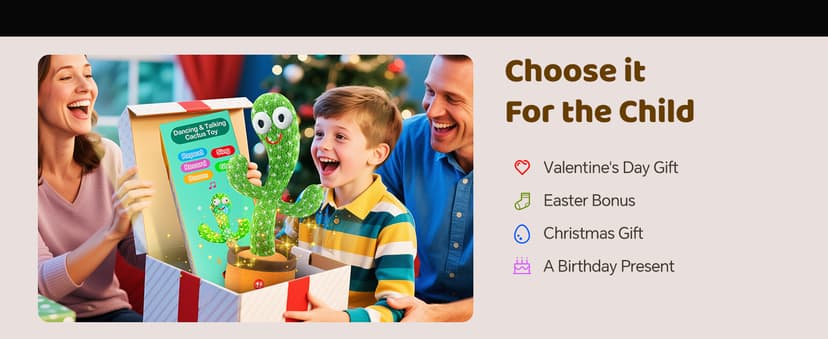 Dancing Talking Cactus Toy for Baby Toddler, Boys Girls Gifts Singing Mimicking Recording Repeating What You Say Baby Toys with 120 English Songs (Adjustable Volume)