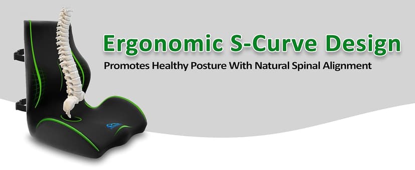 Ergonomic Memory Foam Seat Cushion for Office Chair, Car Seat, Dining, Gaming Chair & Wheelchair, Full Back & Lumbar Support Pillow One Piece, Back Pain Relief, Coccyx, Tailbone & Sciatica Pain Relief