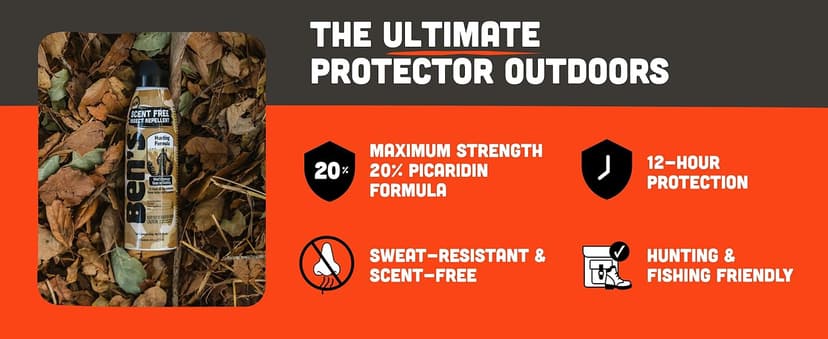 Ben's Hunting Formula - Tick & Mosquito Repellent for Up to 12 Hours of Protection - 20% Picaridin Bug Spray with EcoSpray Fine Mist Sprayer - Sweat-Resistant - 6 Fl Oz (Pack of 3)