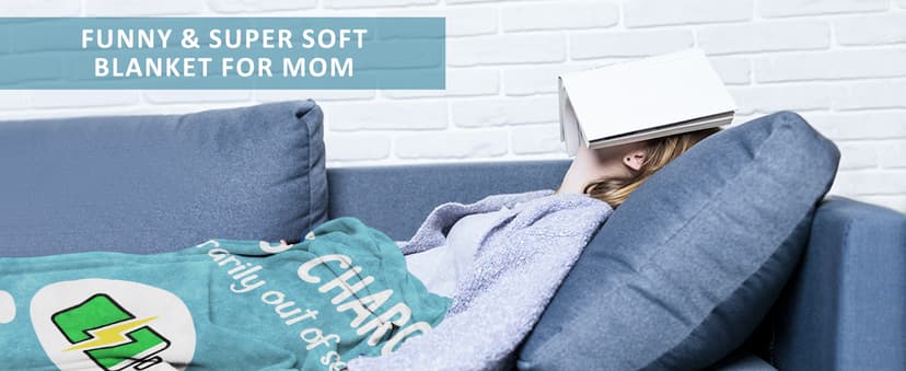 Craftique Gifts for Mom Birthday Christmas- Funny Soft Mom is Charging Blanket- New Moms Gifts for Women, Practical Blanket Throw for Napping Travel, 60”×50”