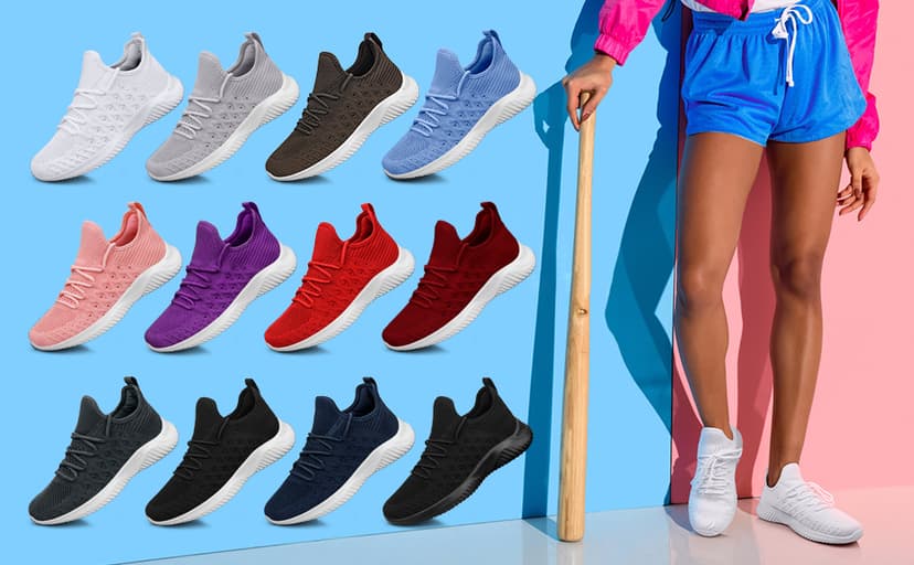 Feethit Womens Slip On Walking Shoes Non Slip Running Shoes Breathable Workout Shoes Lightweight Gym Sneakers