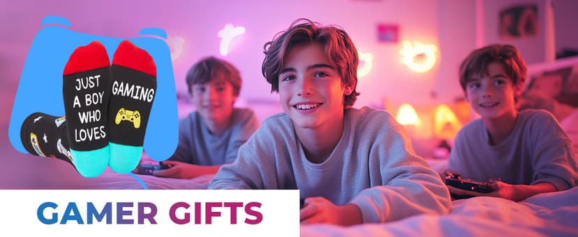 Gamer Gifts for Teens Boys - Baseball Hockey Football Basketball Gifts, Gaming Socks for Adult, Kids 4-18 Years