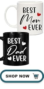 Breezy Valley Mom and Dad Mugs Christmas Gifts for Parents from Daughter Son - New Parent Gifts for Mommy Daddy from Children Kids, Funny Birthday Anniversary Mom and Dad Coffee Mugs Set Gift Ideas