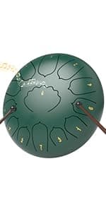 Rain Drum for Outside Garden, 6 Inches 8 Notes Steel Tongue Chakra Drums, Waterproof Meditation Rain Chime, Musical Instruments for Adult Gift with Bag, Music Book, Drum Mallets (Green) B0D9QJNPJ3