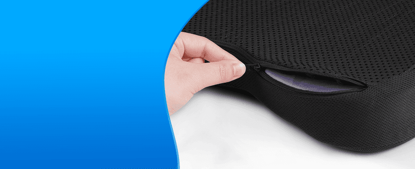 CushZone Seat Cushion - Memory Foam Office Chair Cushion for Sciatica, Tailbone & Back Pain Relief - Orthopedic Coccyx Pillow for Car, Airplane, Pregnancy & Long Sitting at Work, Black